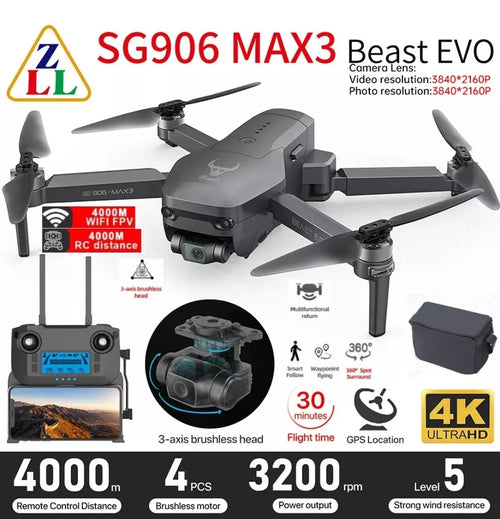 DRONE SG906 MAX3 4KM CAMARA 4K GPS PROFE